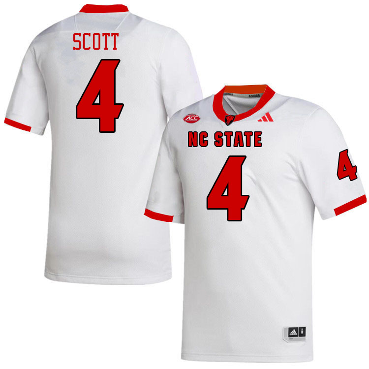NC State Wolfpack #4 Jayden Scott College Football Jerseys Stitched-White